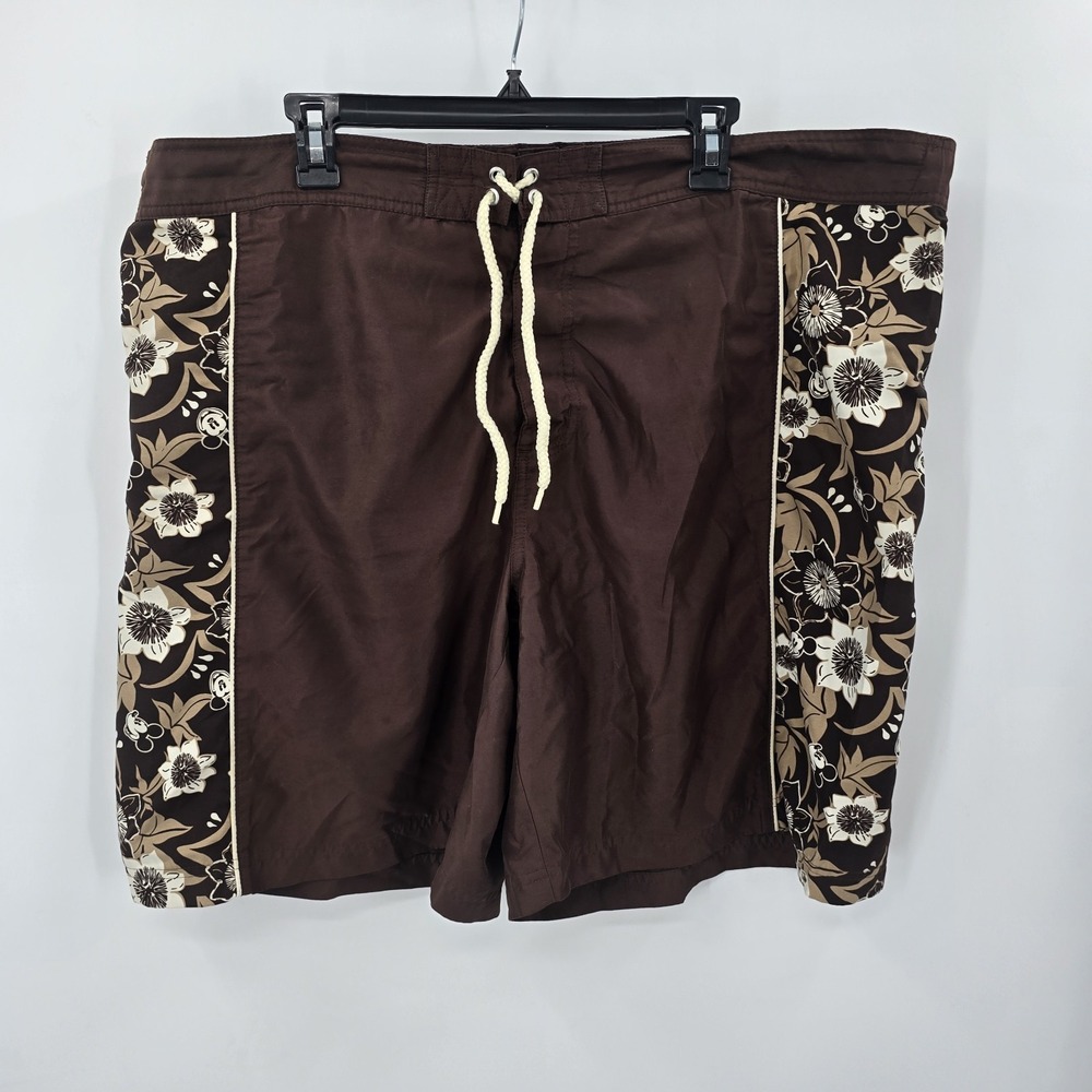 Disney Trunks Mens XL Mickey Mouse Board‎ Shorts Brown Tropical